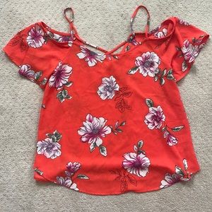 Valletta Cold Shoulder Blouse in red NWT